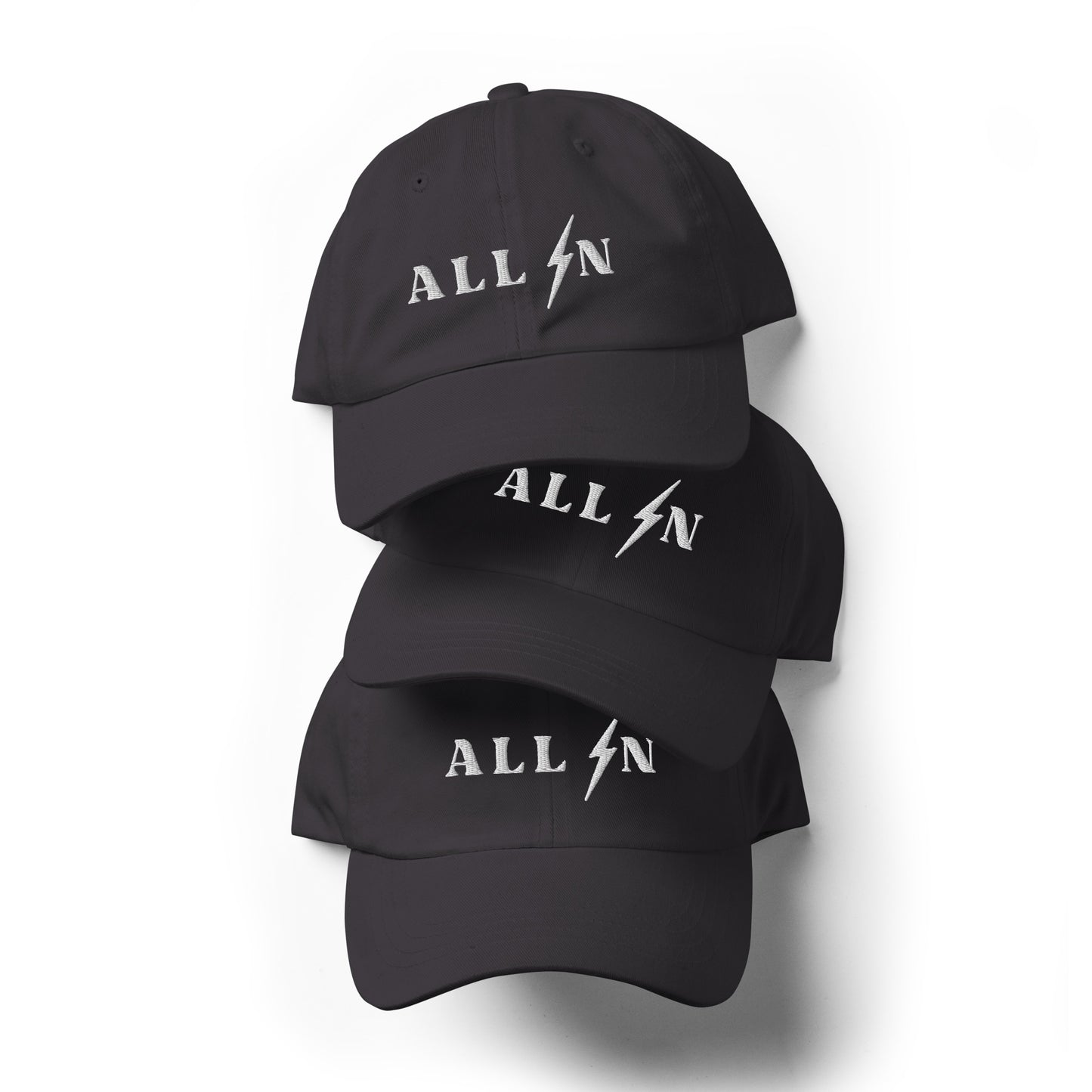 ALL IN white logo dad cap