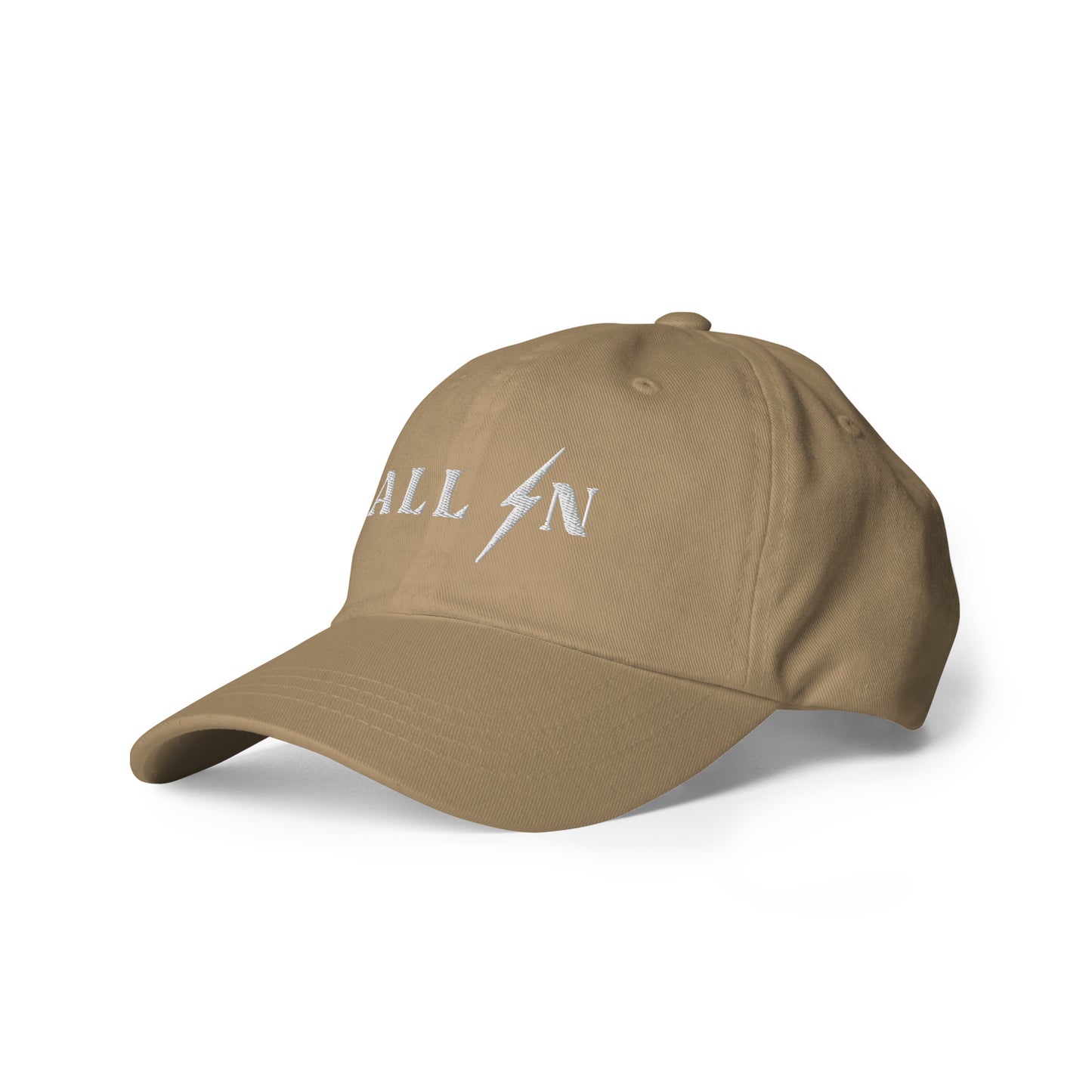 ALL IN white logo dad cap