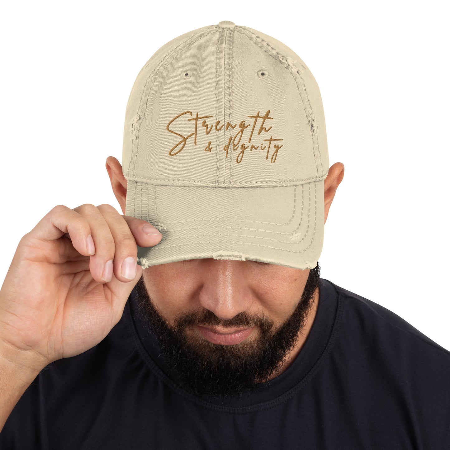Strength & dignity distressed cap