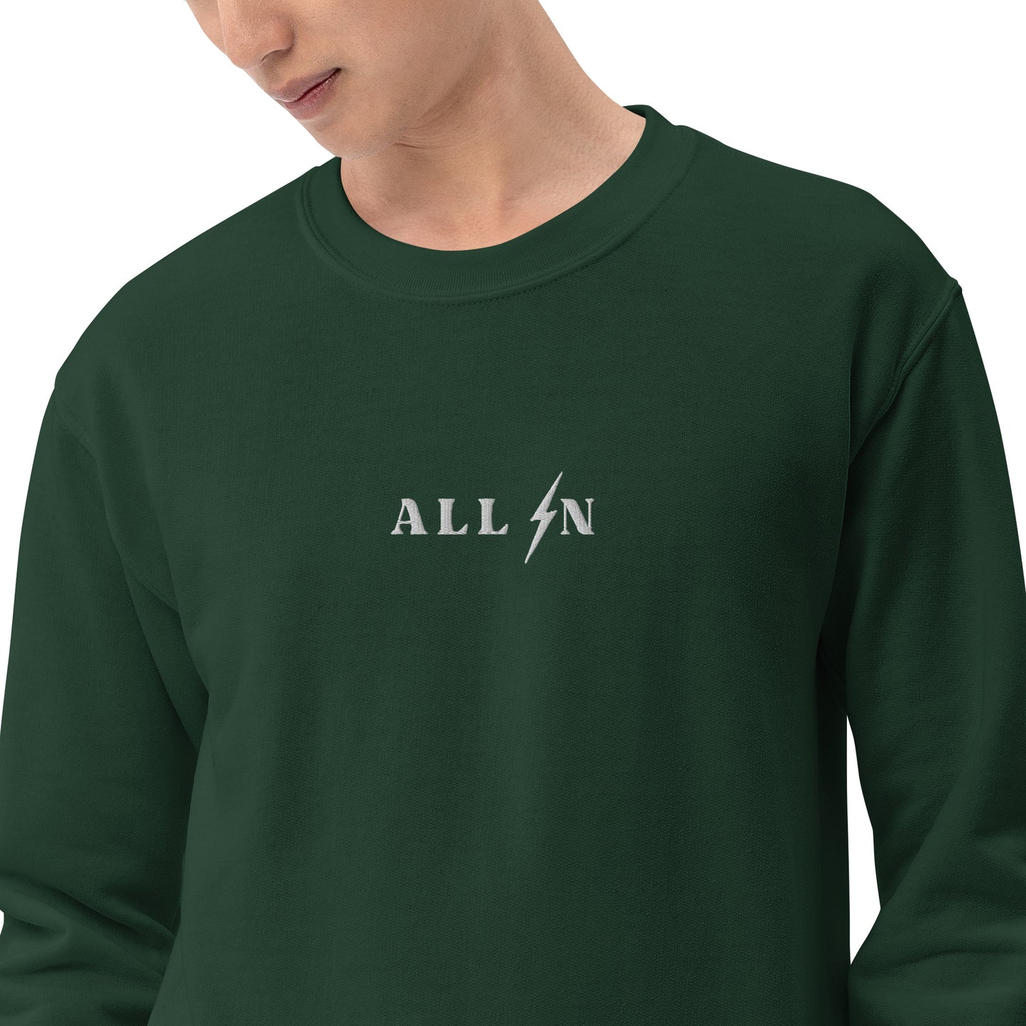 ALL IN white logo crewneck