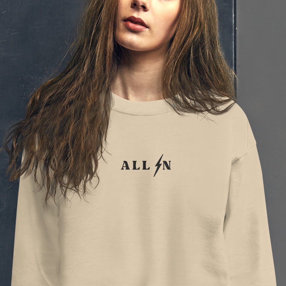 ALL IN black logo crewneck