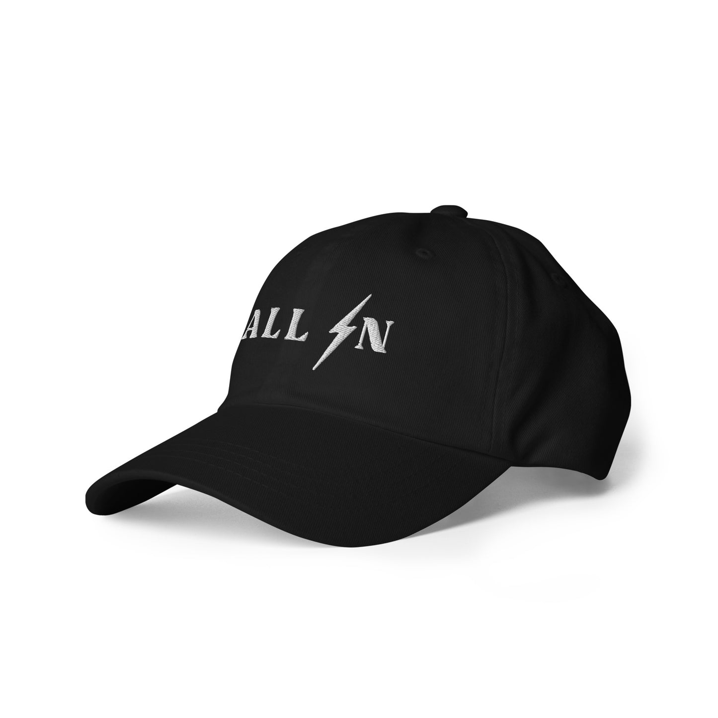 ALL IN white logo dad cap