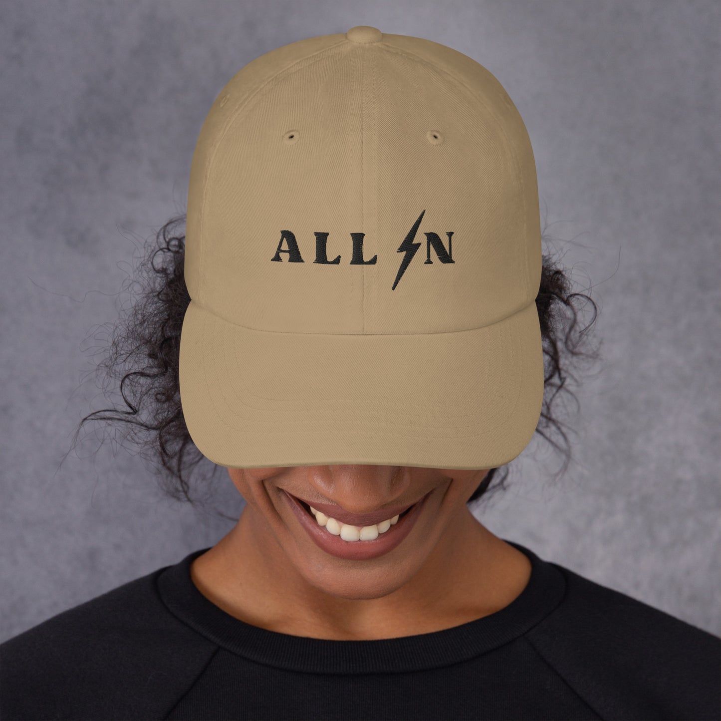 ALL IN black logo dad cap