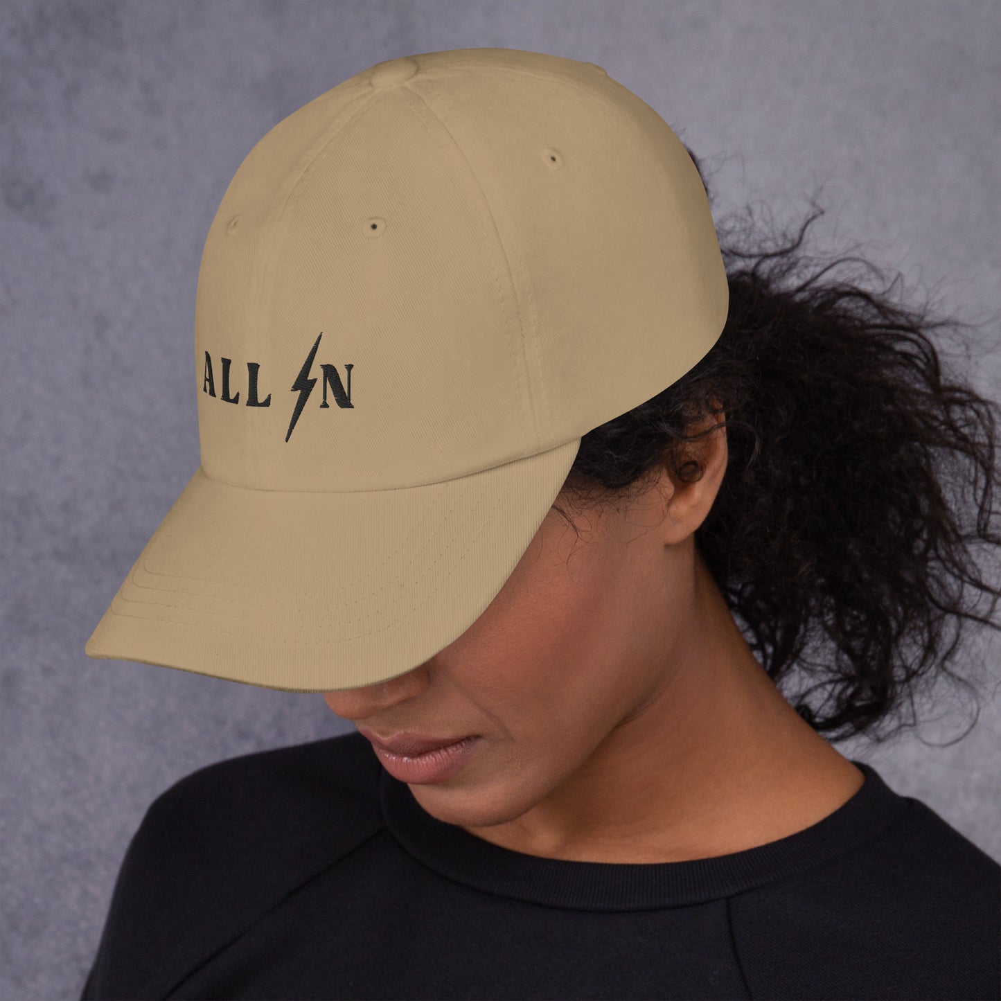 ALL IN black logo dad cap