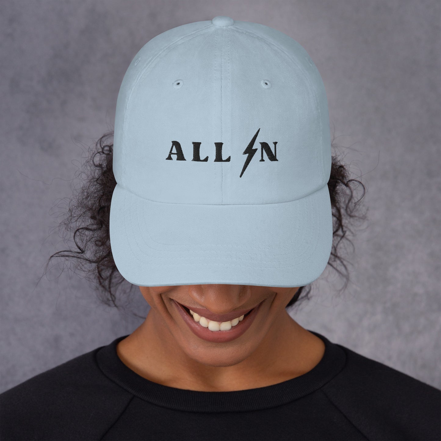 ALL IN black logo dad cap