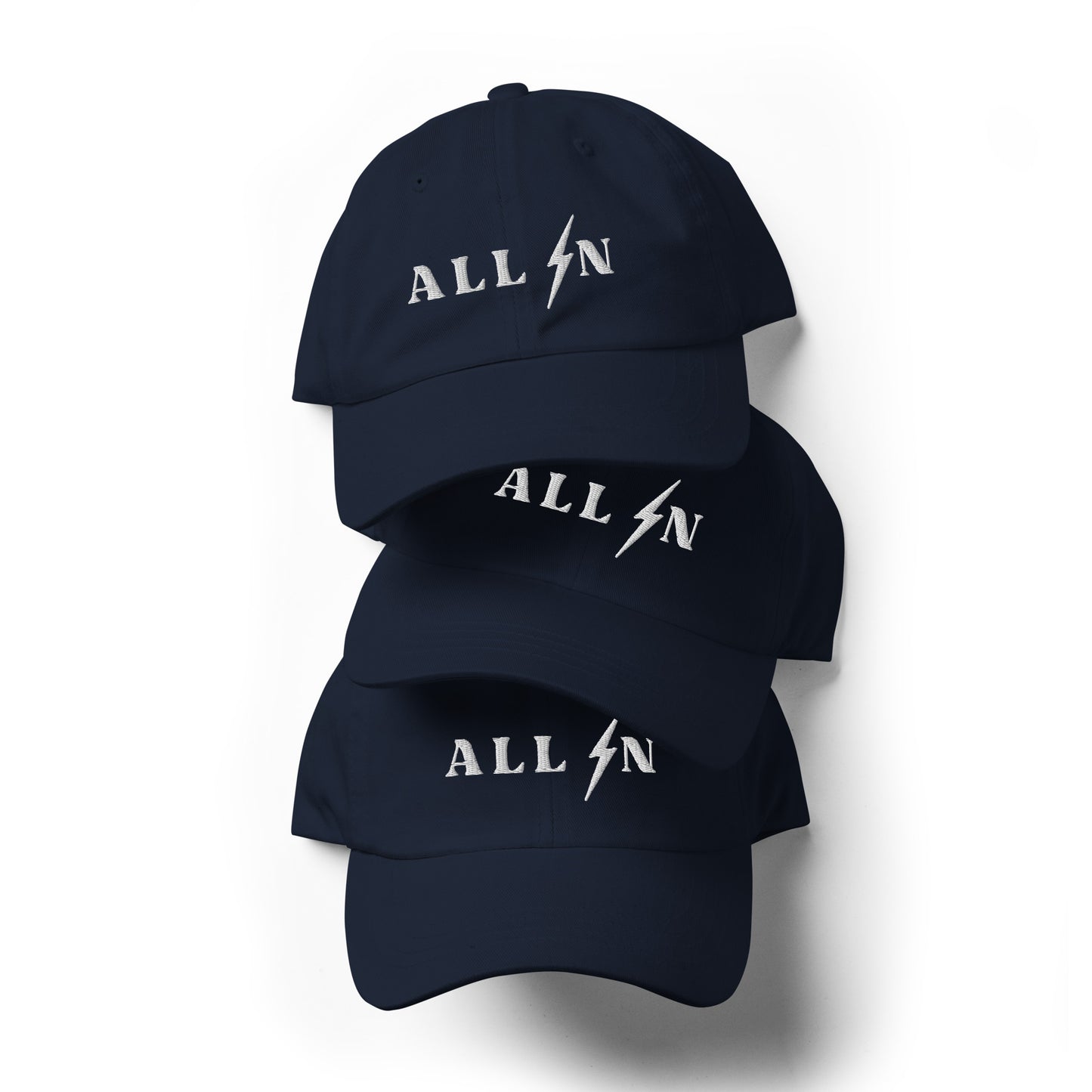 ALL IN white logo dad cap