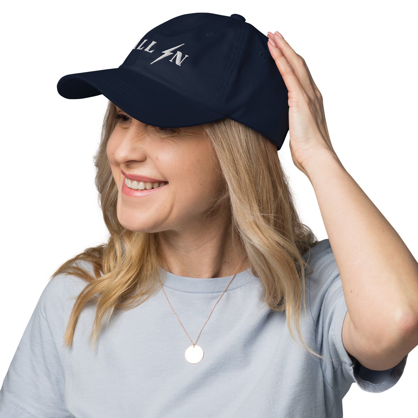 ALL IN white logo dad cap