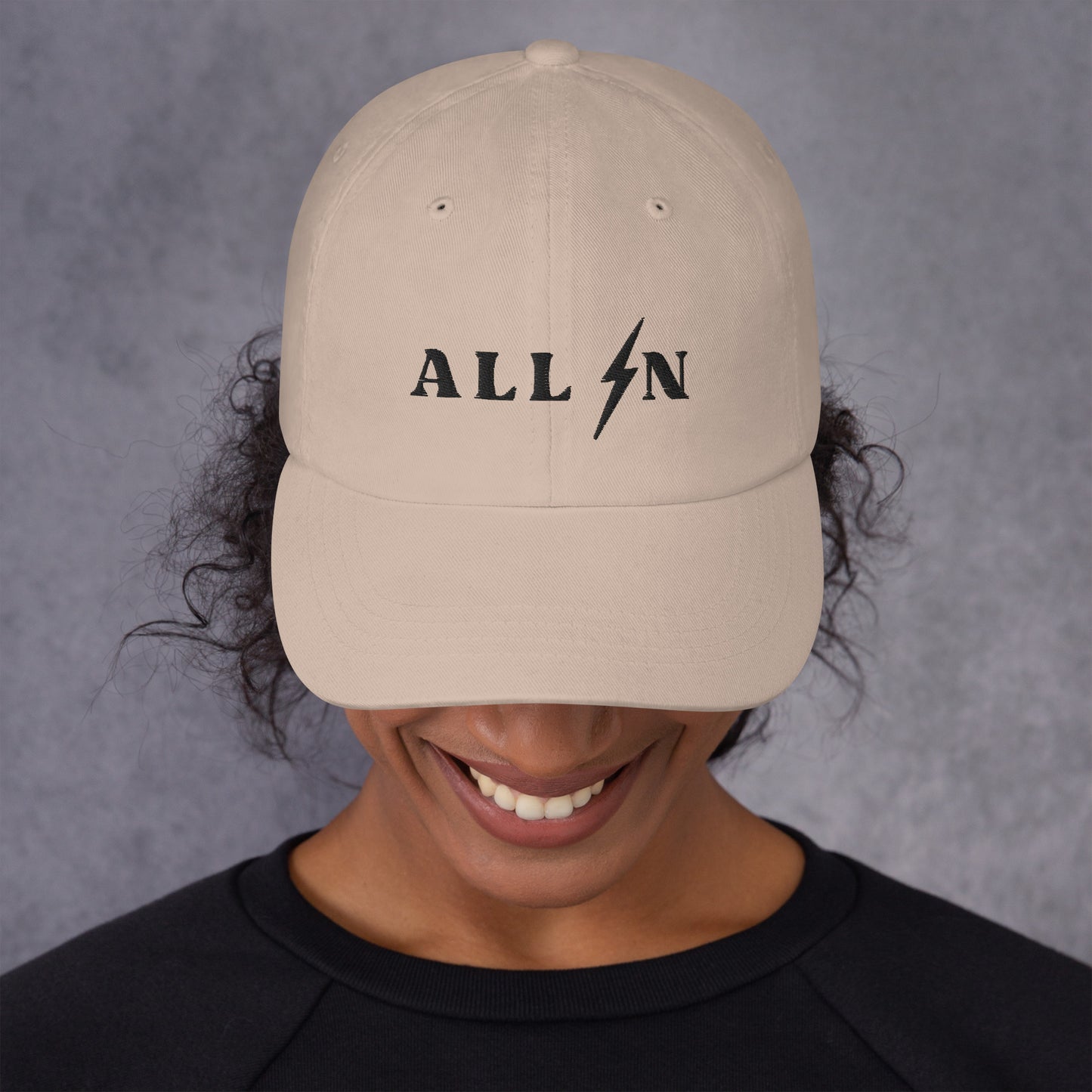 ALL IN black logo dad cap