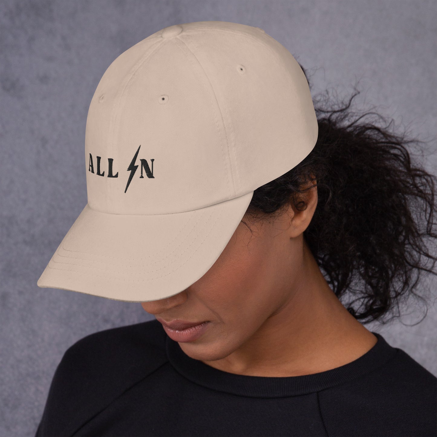 ALL IN black logo dad cap