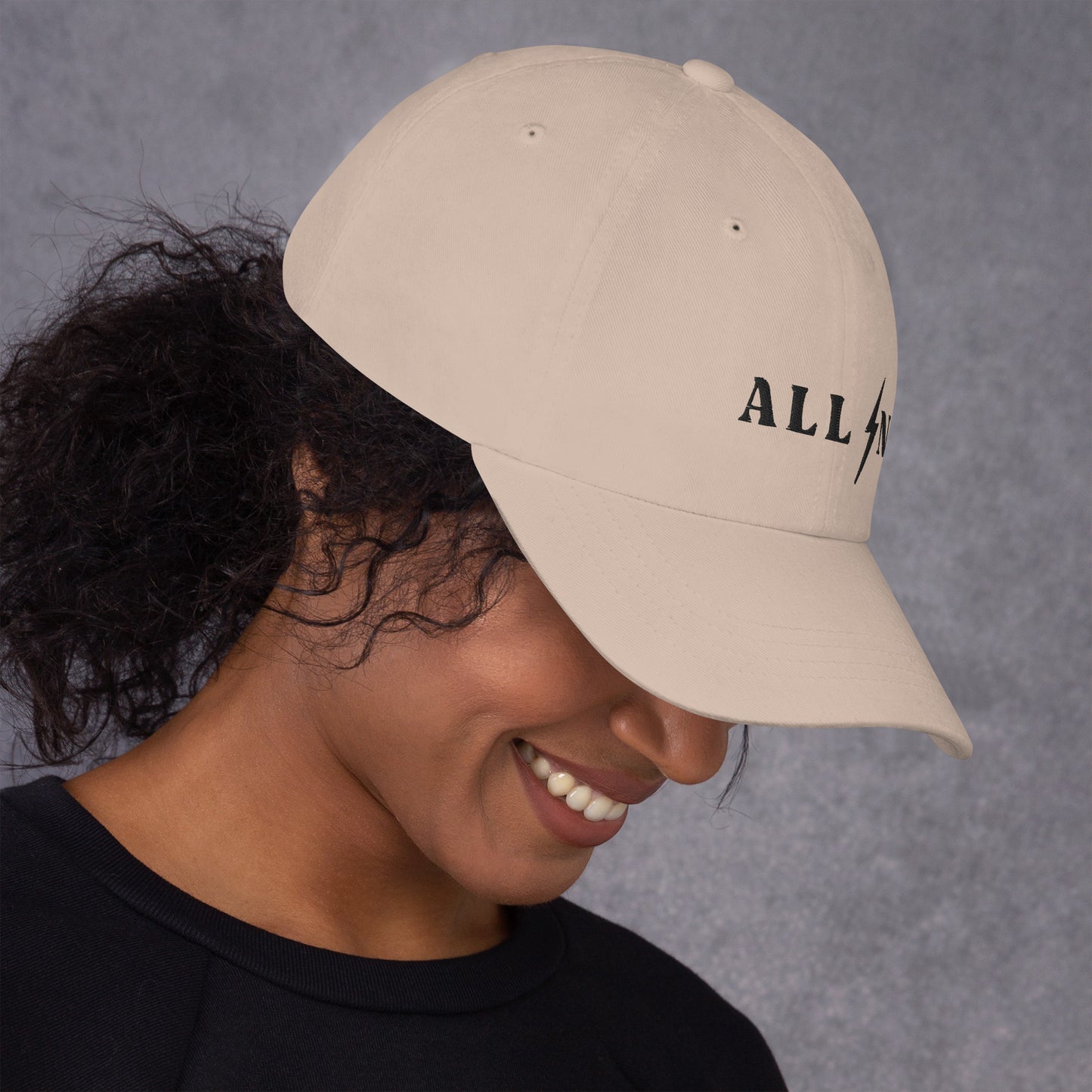 ALL IN black logo dad cap