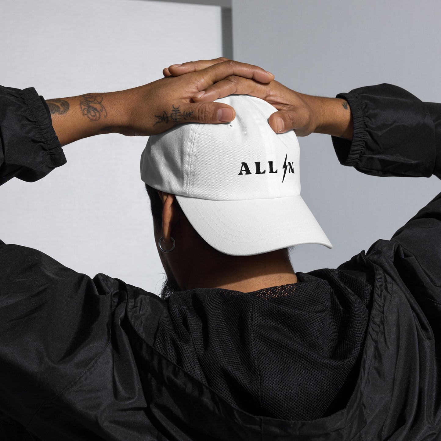 ALL IN black logo dad cap