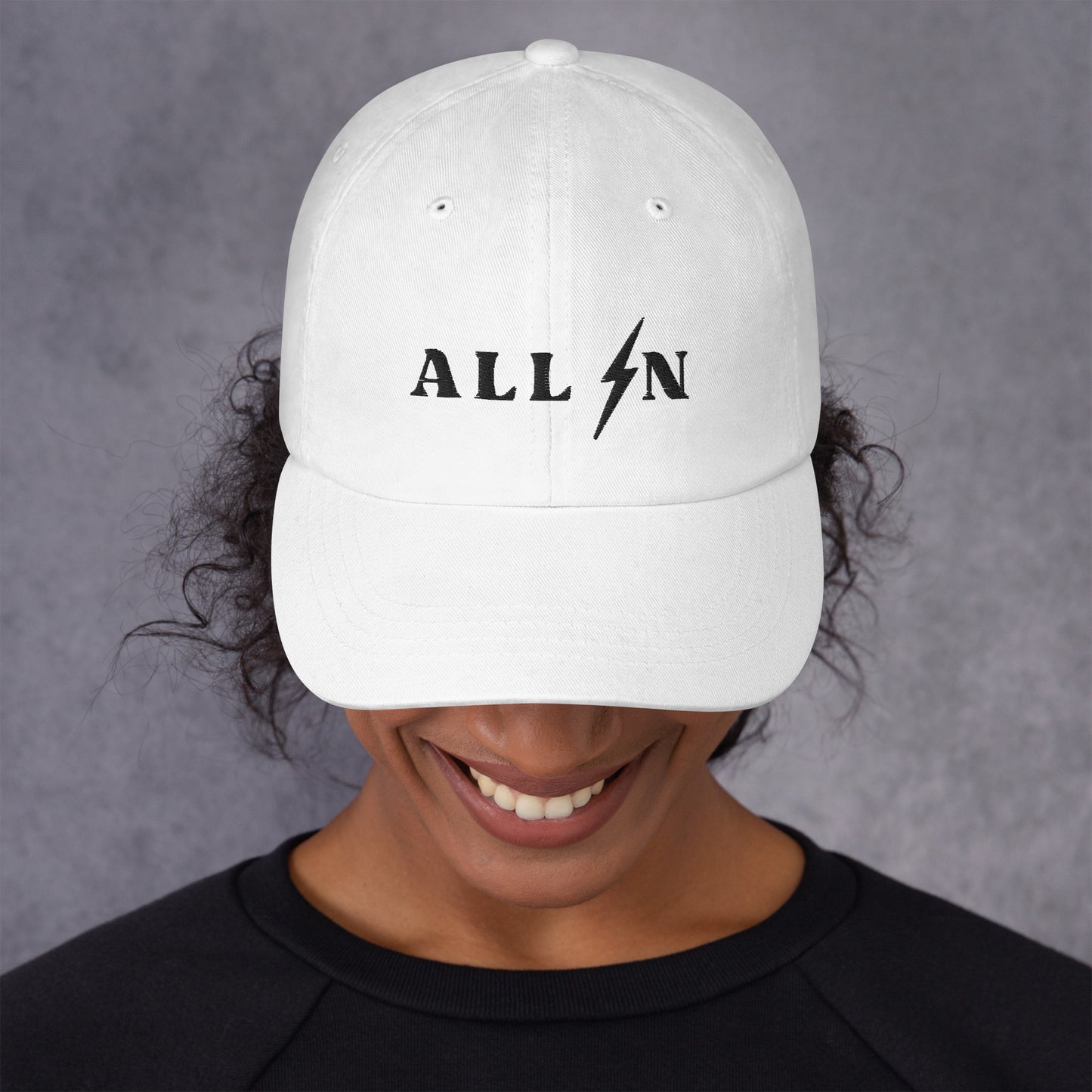 ALL IN black logo dad cap