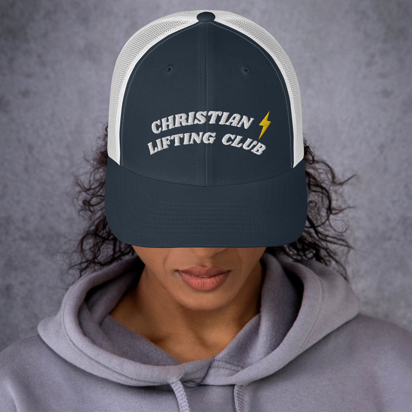 Christian lifting club trucker hat