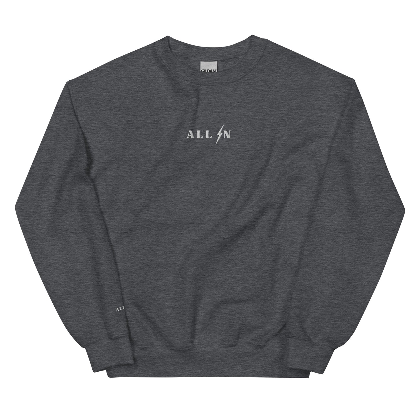 ALL IN white logo crewneck