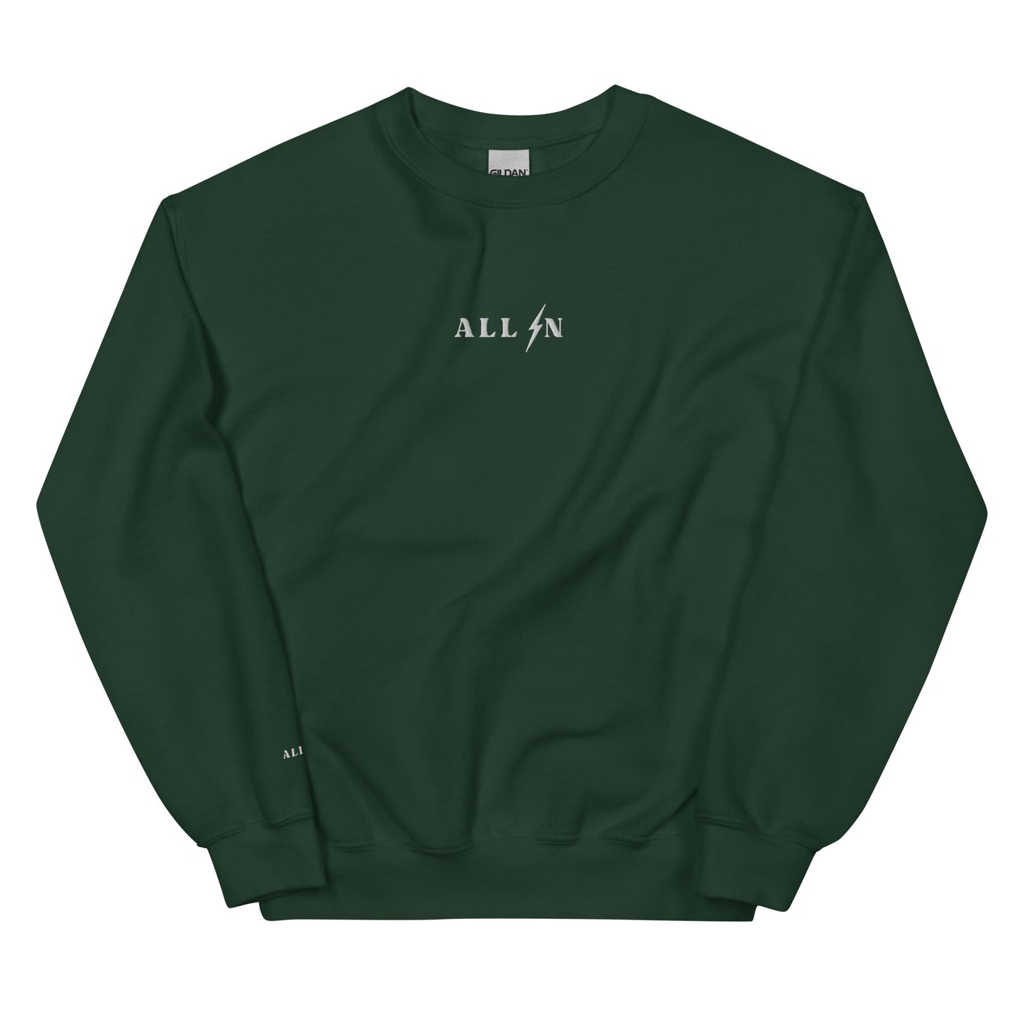 ALL IN white logo crewneck