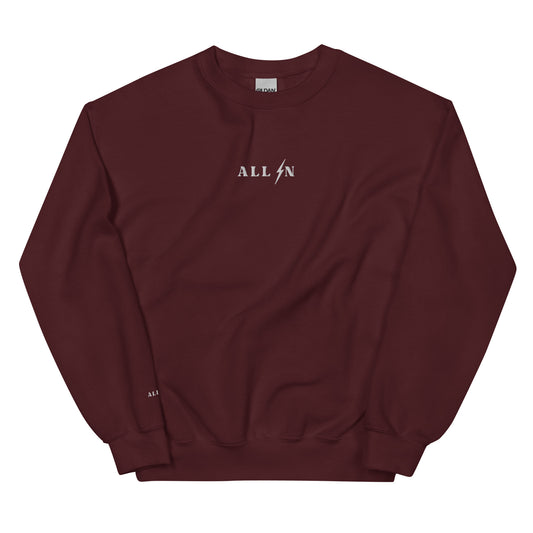 ALL IN white logo crewneck