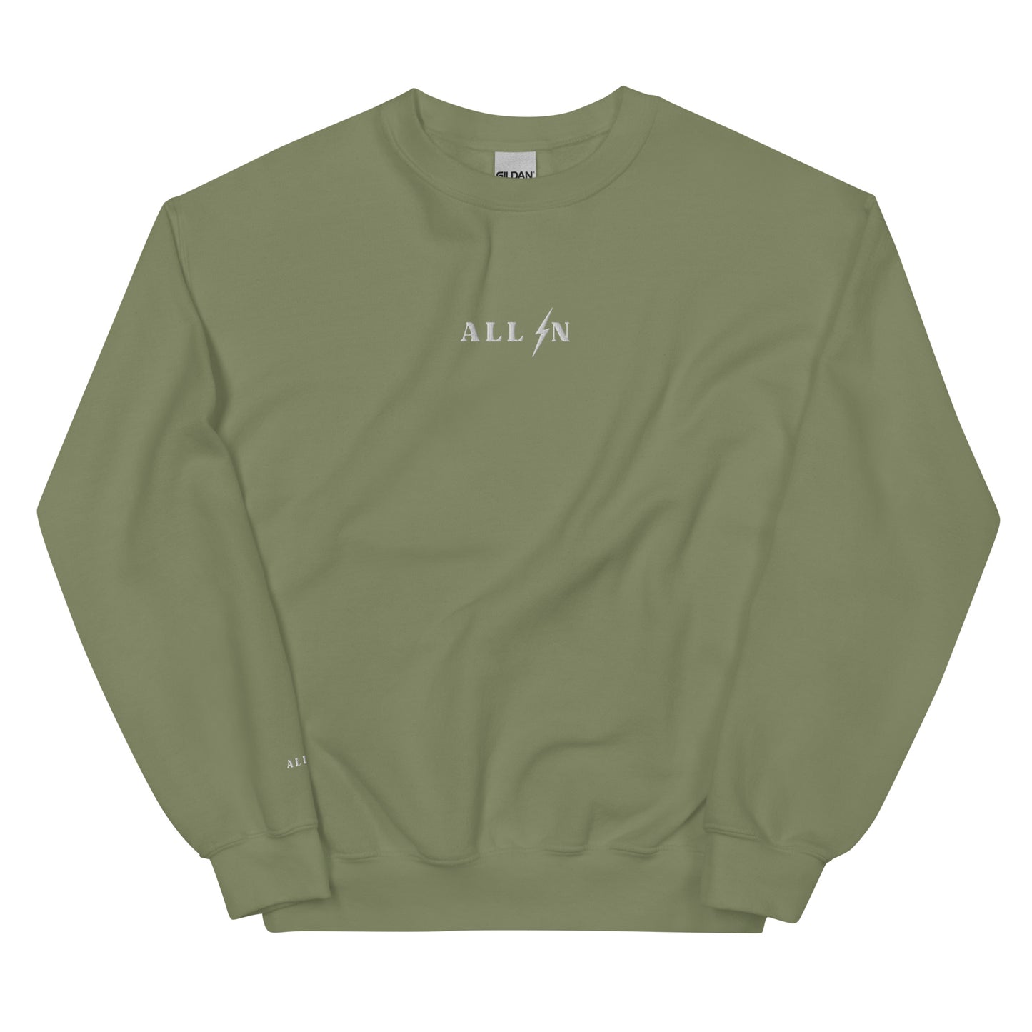 ALL IN white logo crewneck