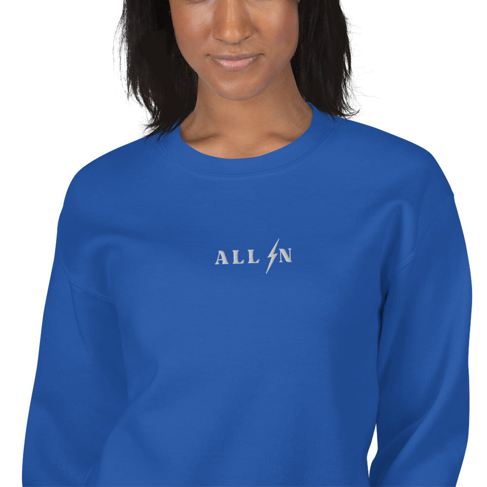 ALL IN white logo crewneck